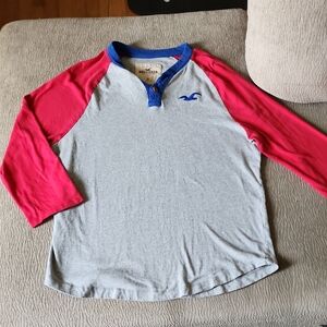 Hollister Kids Gray and Red Long Sleeve Tee